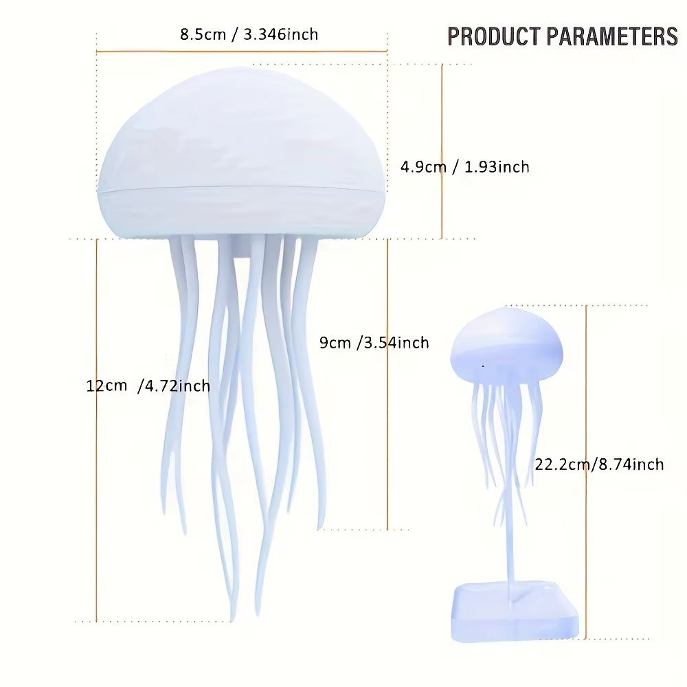 Bionic Jellyfish Night Light,Usb Rechargeable with Voice Control,Dancing Tentacles,5 RGB Gradient,Floating Lamp,Bedroom Decor