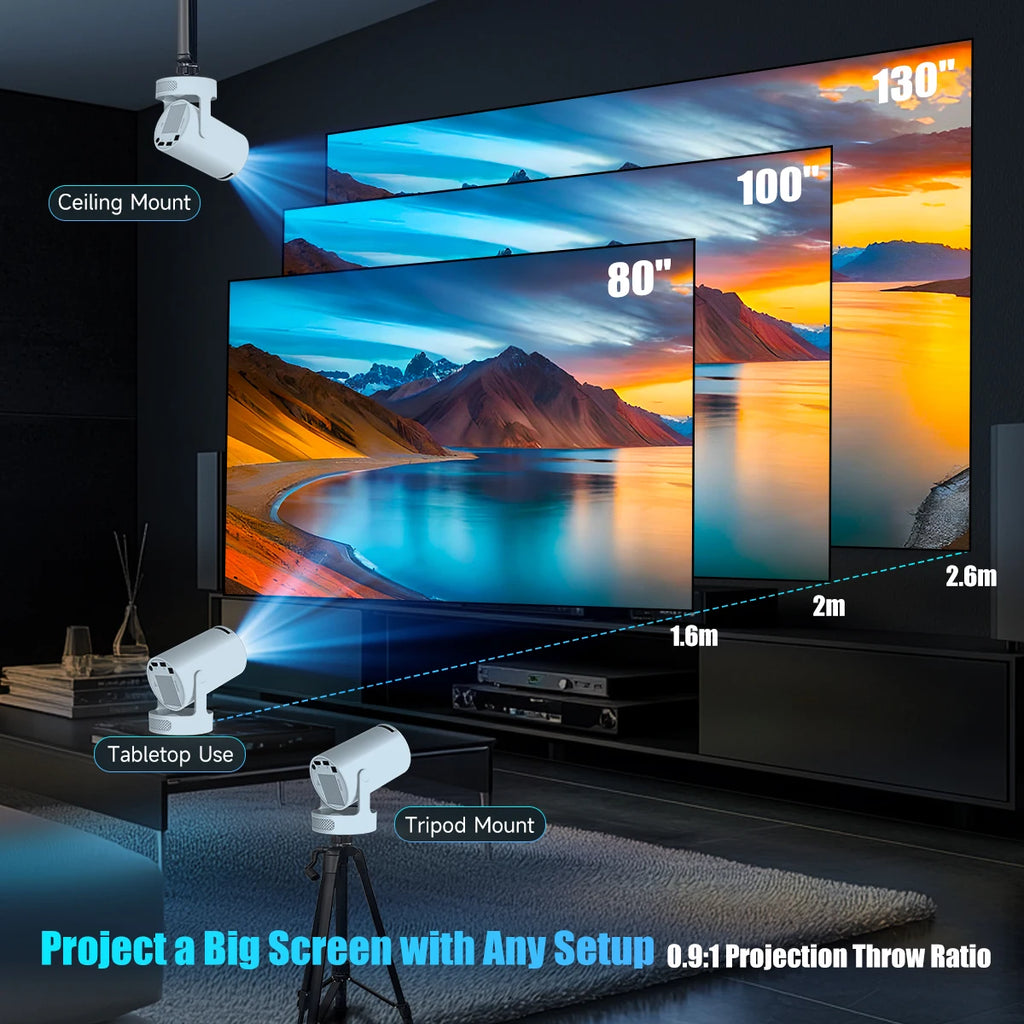 HY300 Pro+ 4K Smart Projector | Android 14, WiFi-6 & BT 5.4 | 8000 Lumens Outdoor Cinema with Hi-Fi Speaker