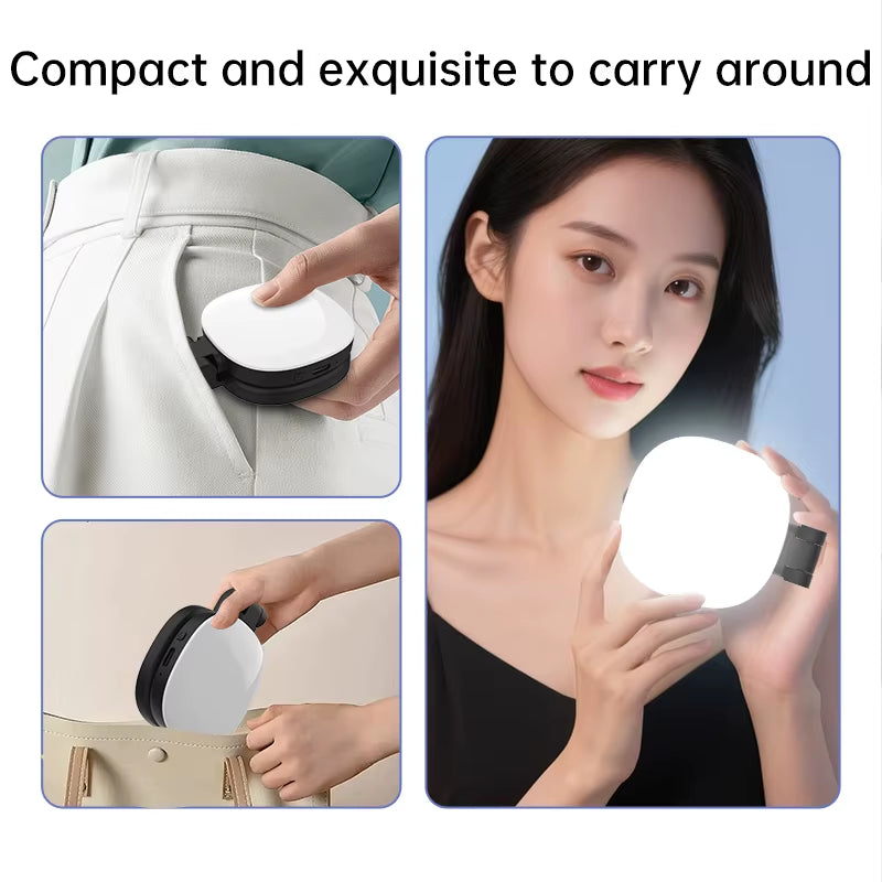 Magnetic Multi-Functional Mobile Phone Selfie Mirror Mini Fill Light Dual-Colour Adjustable Reversible Fill Light Bracket