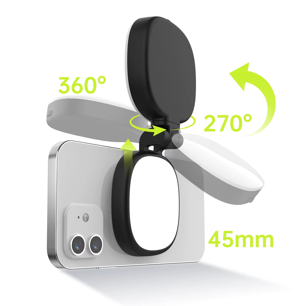 Magnetic Multi-Functional Mobile Phone Selfie Mirror Mini Fill Light Dual-Colour Adjustable Reversible Fill Light Bracket
